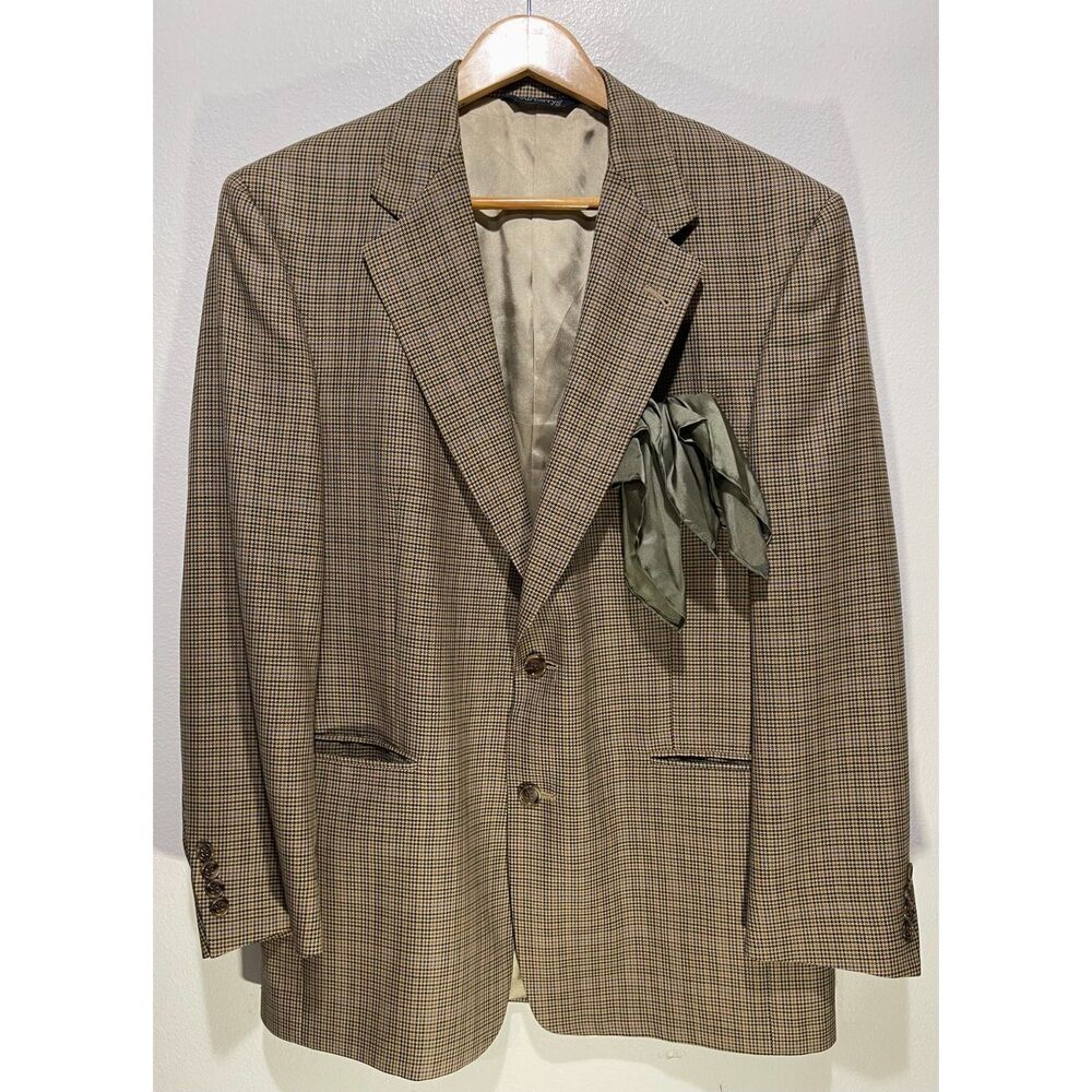 Burberrys' sport coat vintage pure new wool mark tartan brown plaid men's 40R